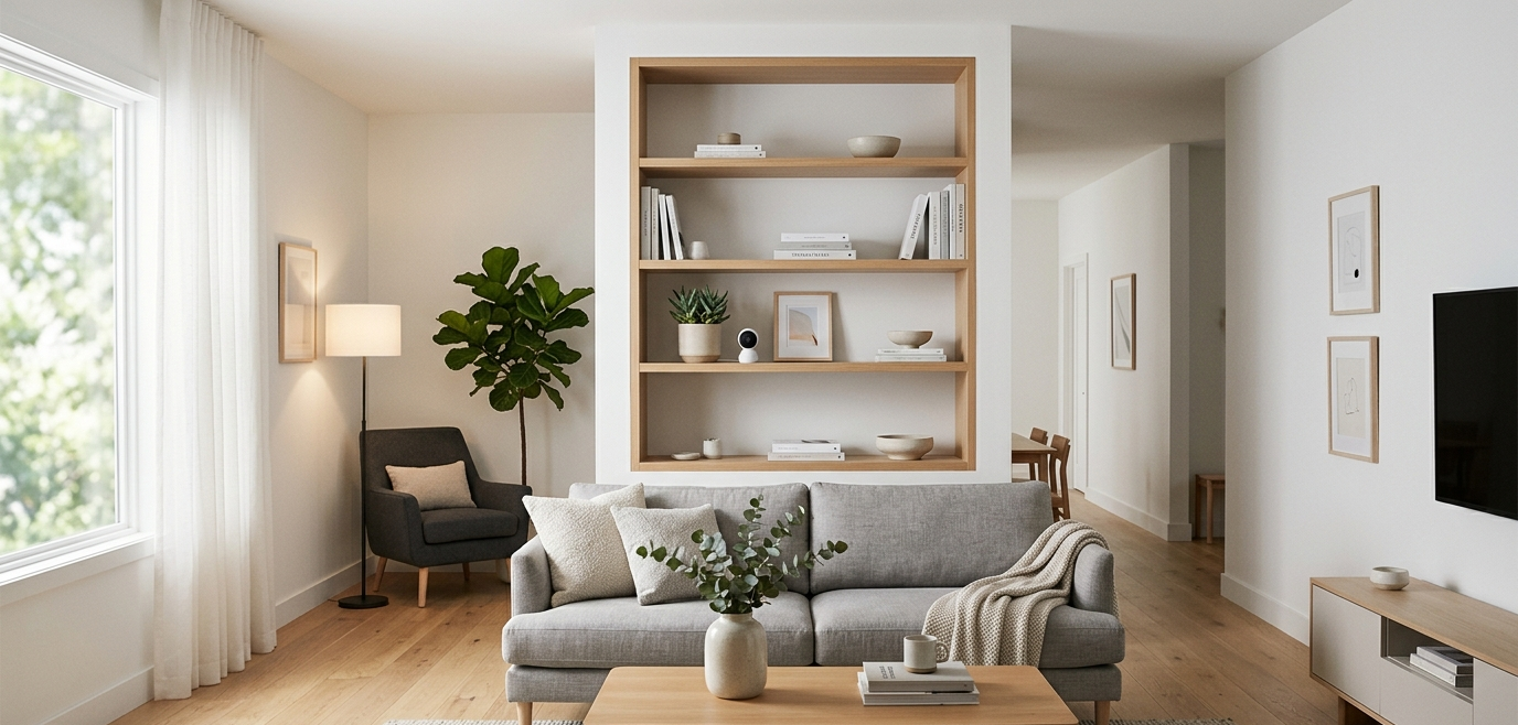 best indoor security camera monitoring modern living room